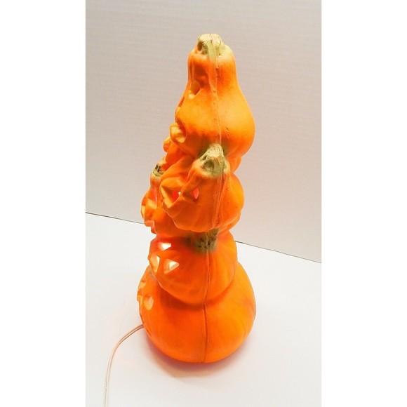 Gemmy Halloween Stacked Jack O Lantern Pumpkin Faces Foam Lighted 15 In Works - Picture 5 of 15